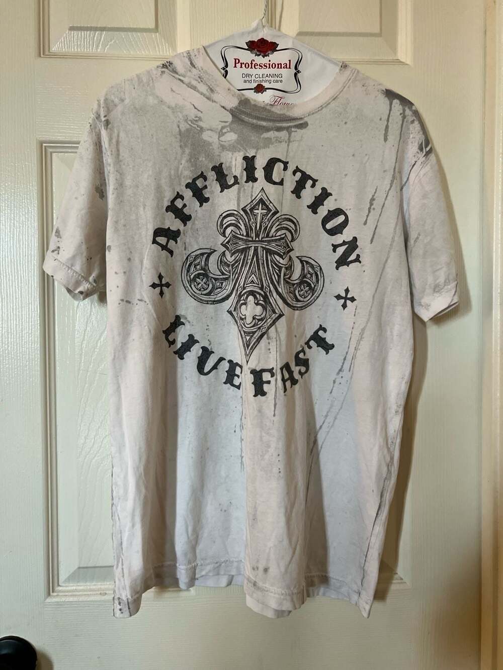 Affliction Live Fast Graphic T-Shirt Size Medium White